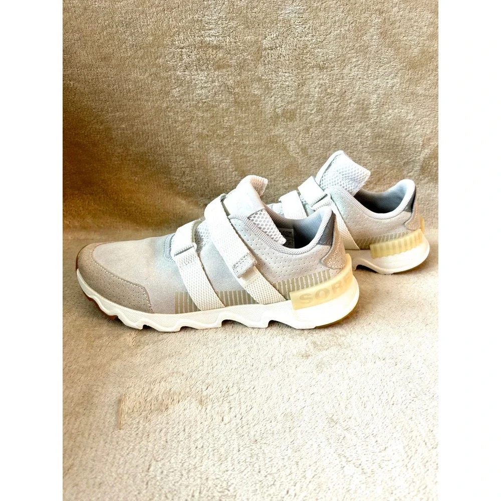 Sorel Womens 7.5 Kinetic Lite Strap Sneaker White Cream Athletic Shoe Suede - Picture 2 of 9